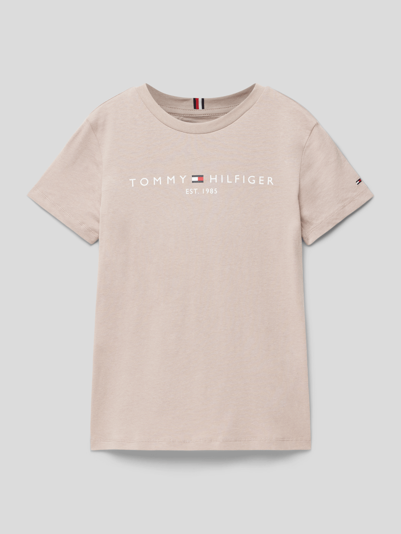 T-Shirt mit Label-Print in stein