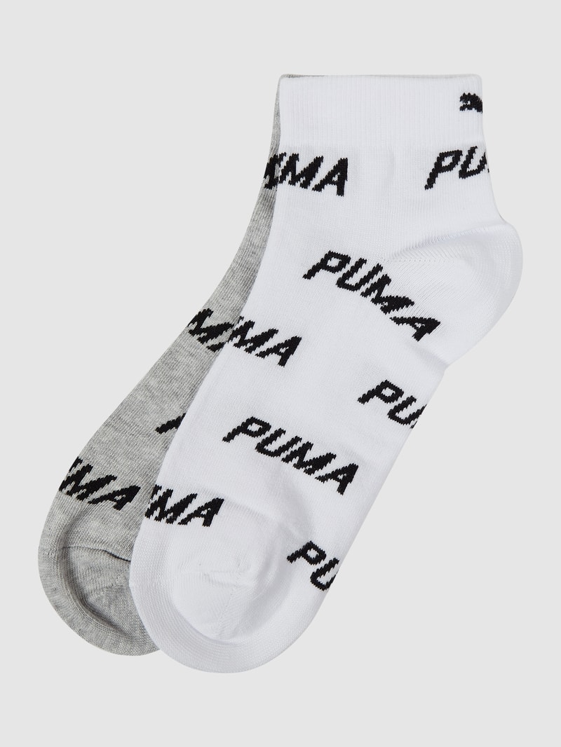 Sneakersocken mit Logo-Muster im 2er-Pack in weiß