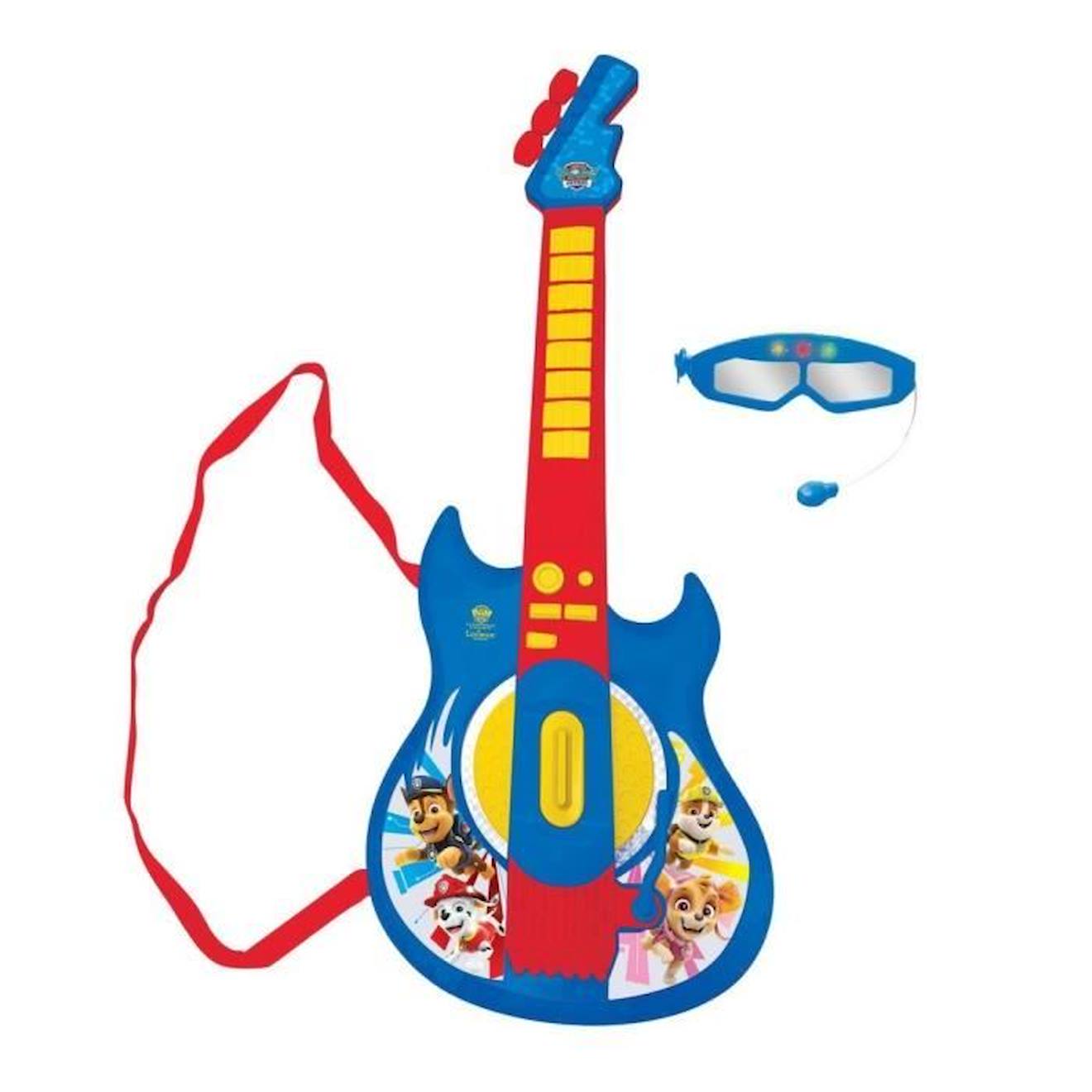 * Une super guitare électronique Pat patrouille et des lunettes avec micro pour découvrir la musique en s'amusant et avec style ! bleu