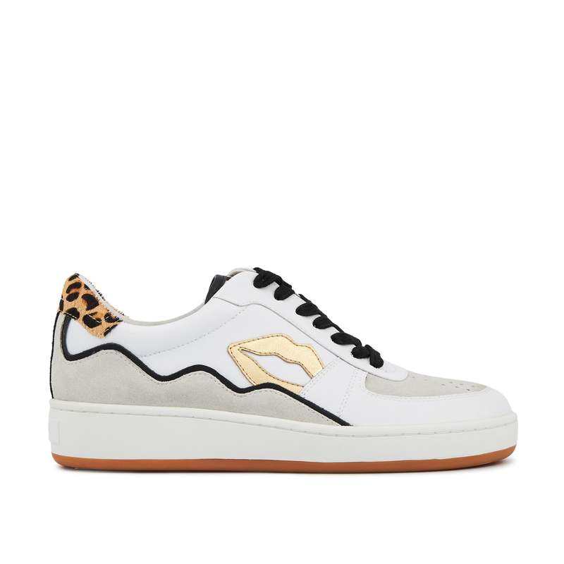 Baskets en cuir Loulou blanc gold leopard