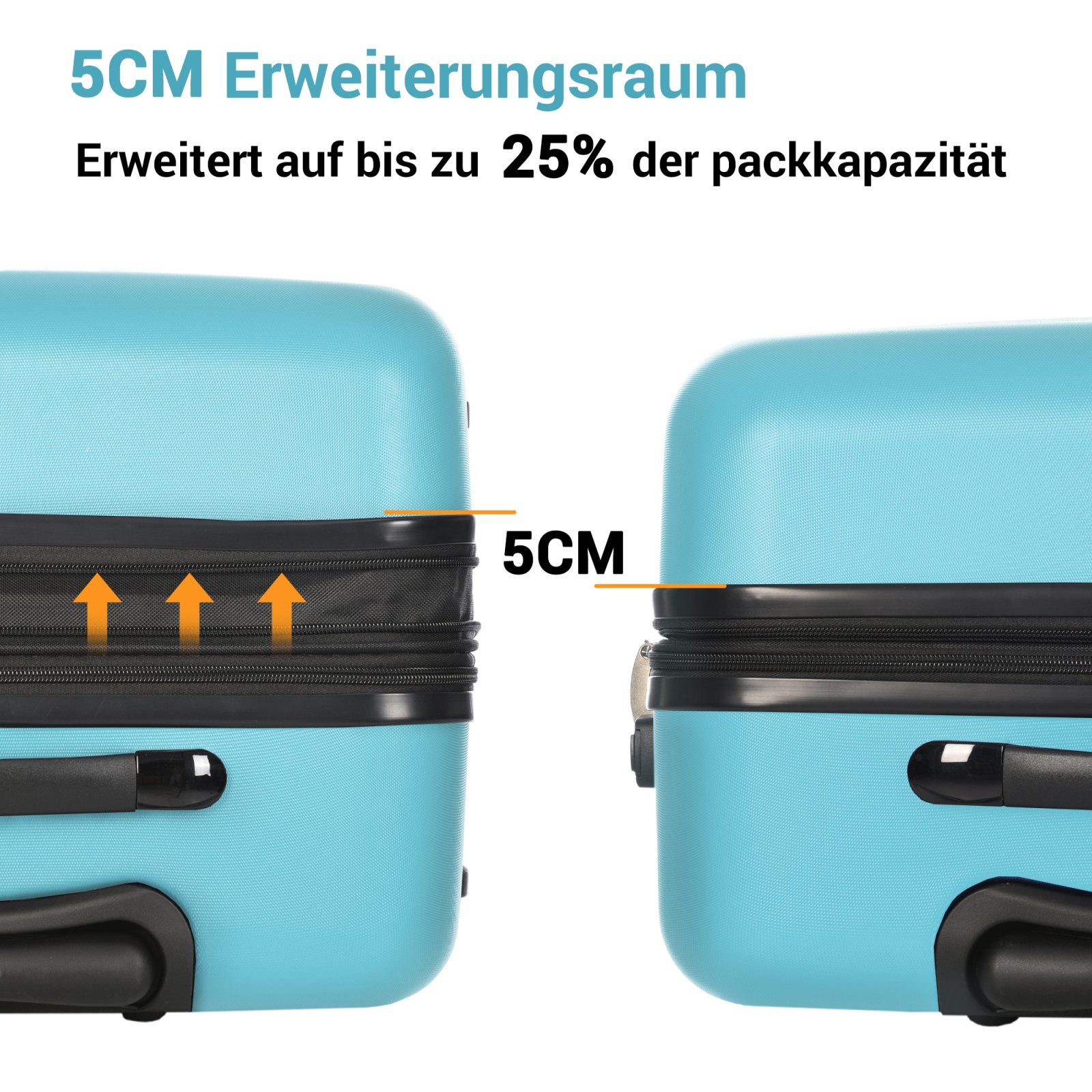 SEEZSSA Trolleyset Hartschalen 3er Kofferset Rollkoffer Reisekoffer Vergrößerbares Gepäck, mit TSA Schloss und 4 Rollen mit Hartschalenkoffer Koffer Set M L XL