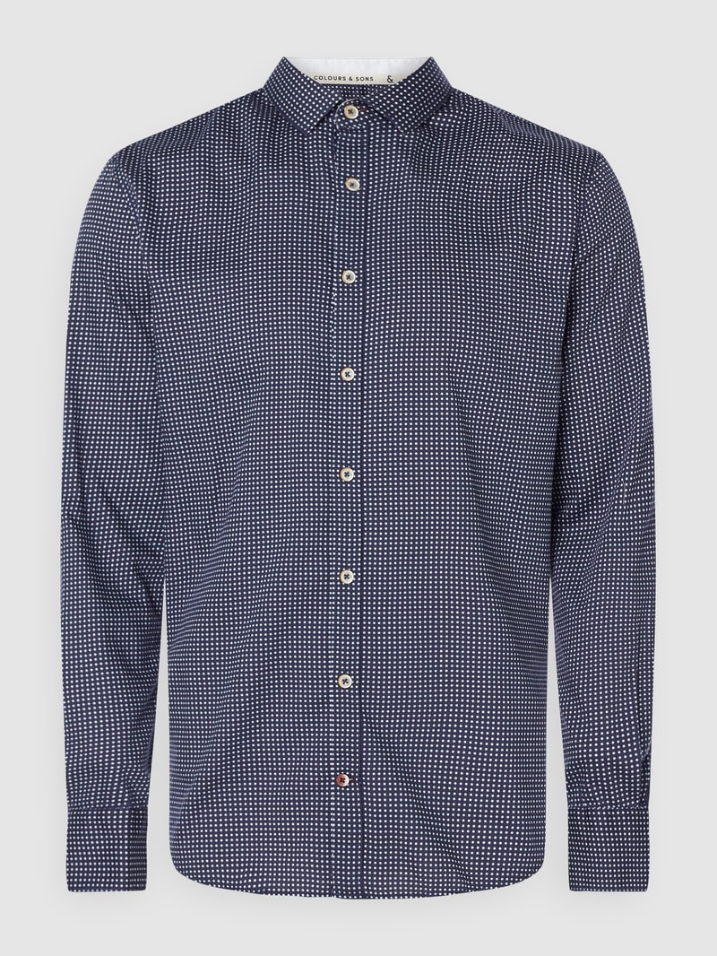Regular Fit Business-Hemd aus Baumwolle in marineblau
