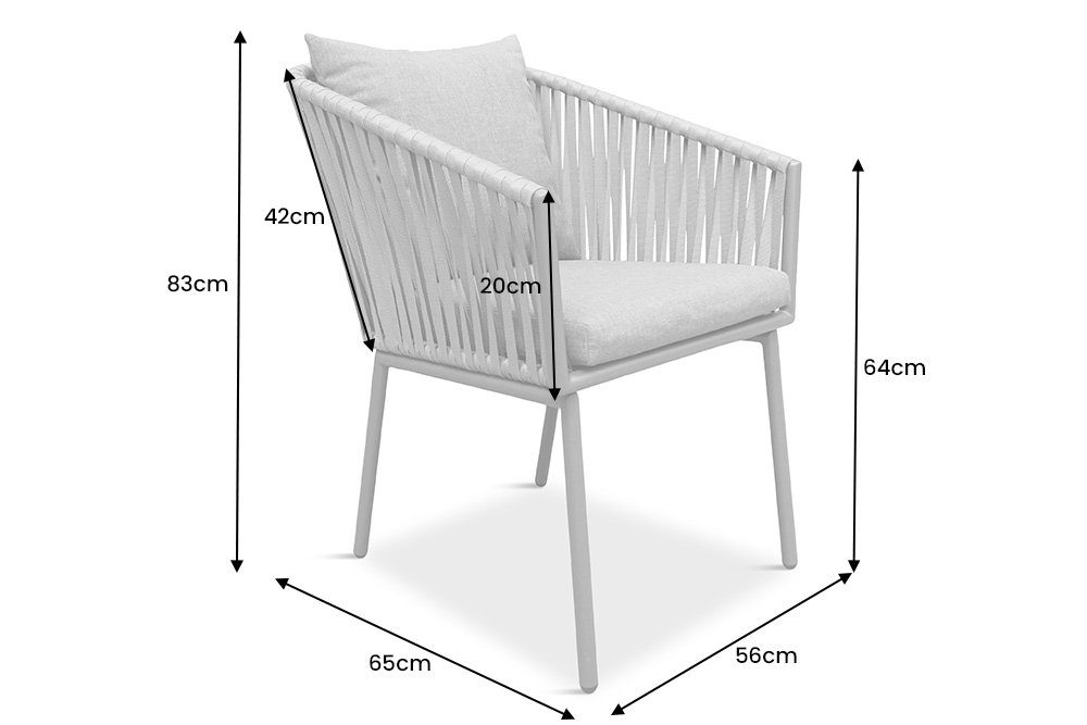 riess-ambiente Gartenstuhl ROPE grau (Einzelartikel, 1 St), Design · Outdoor · Indoor · Aluminium · Armlehnen · Balkon · Terrasse