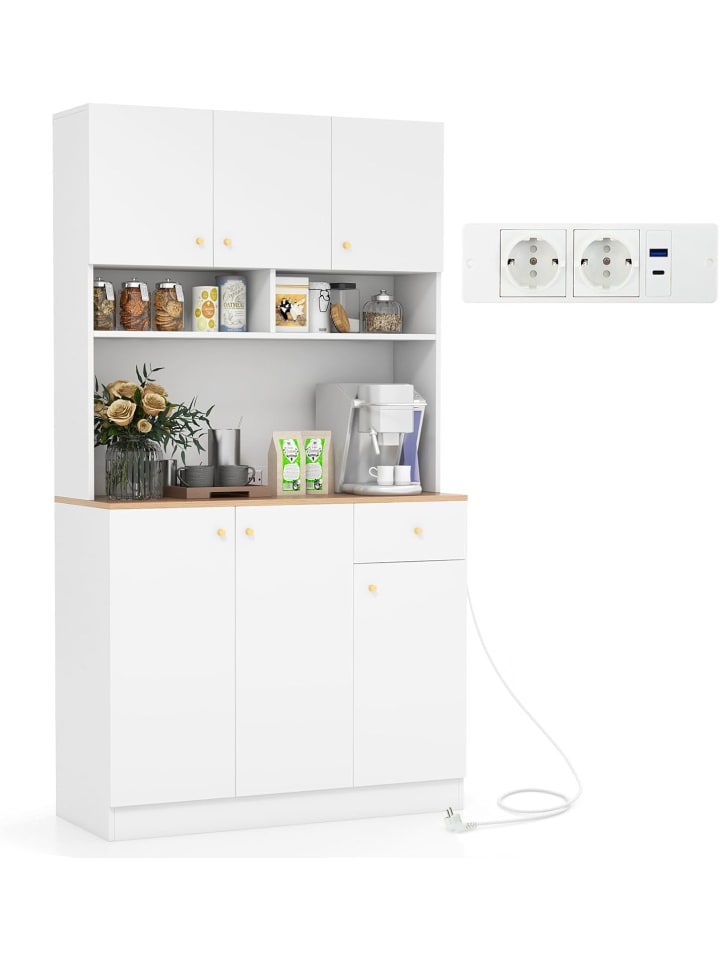 COSTWAY Küchenschrank Holz 100x40x181cm in Weiß günstig kaufen onesize