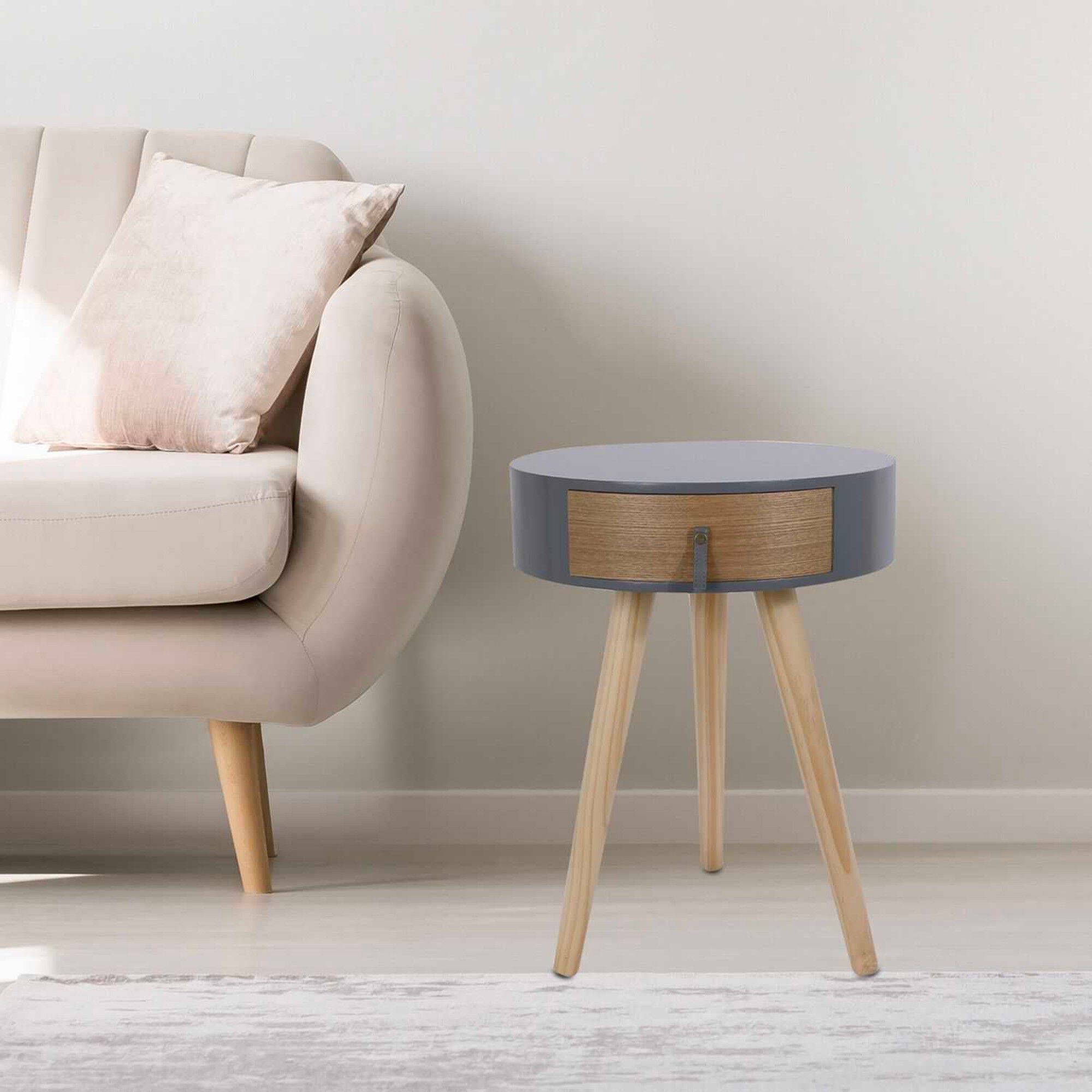 Table de chevet ronde bicolore TIHAME