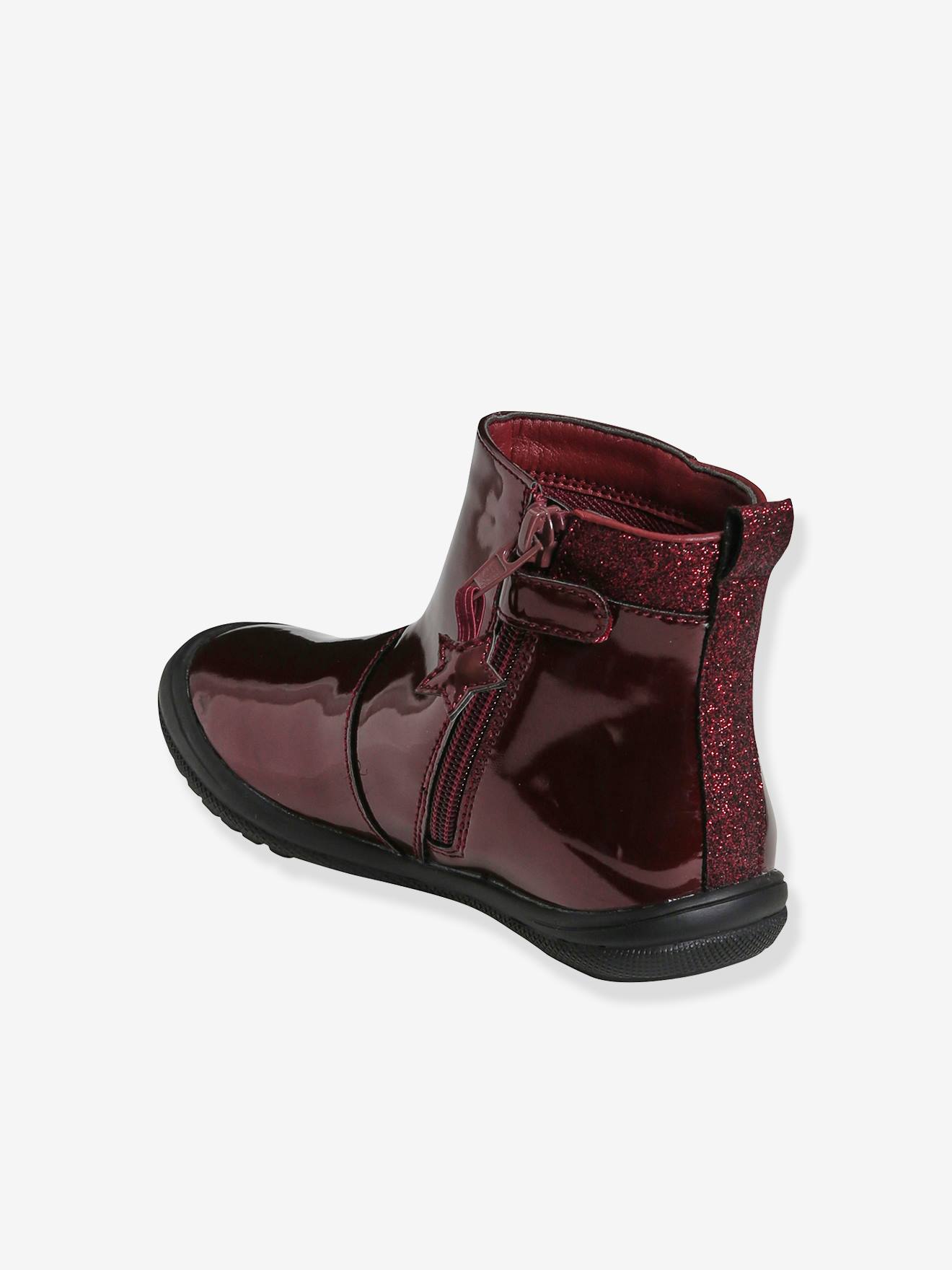 Vertbaudet Mädchen Lack-Boots, Anziehtrick - himbeer