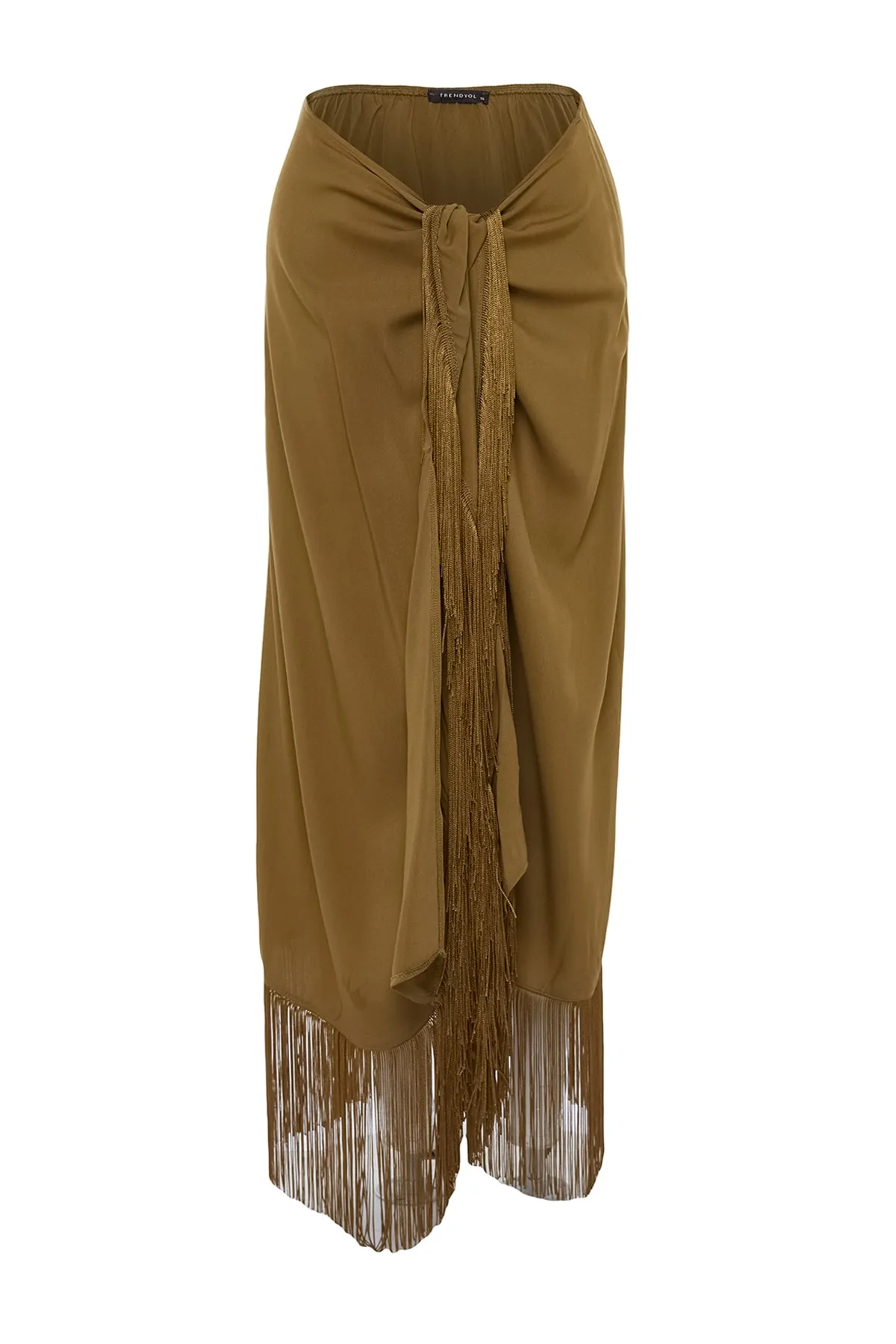 Trendyol Collection  Khakifarbener Maxirock mit gewebten Quasten TBESS20ET0358