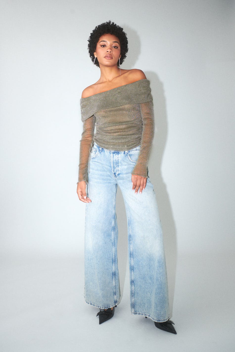 Glitter mesh top