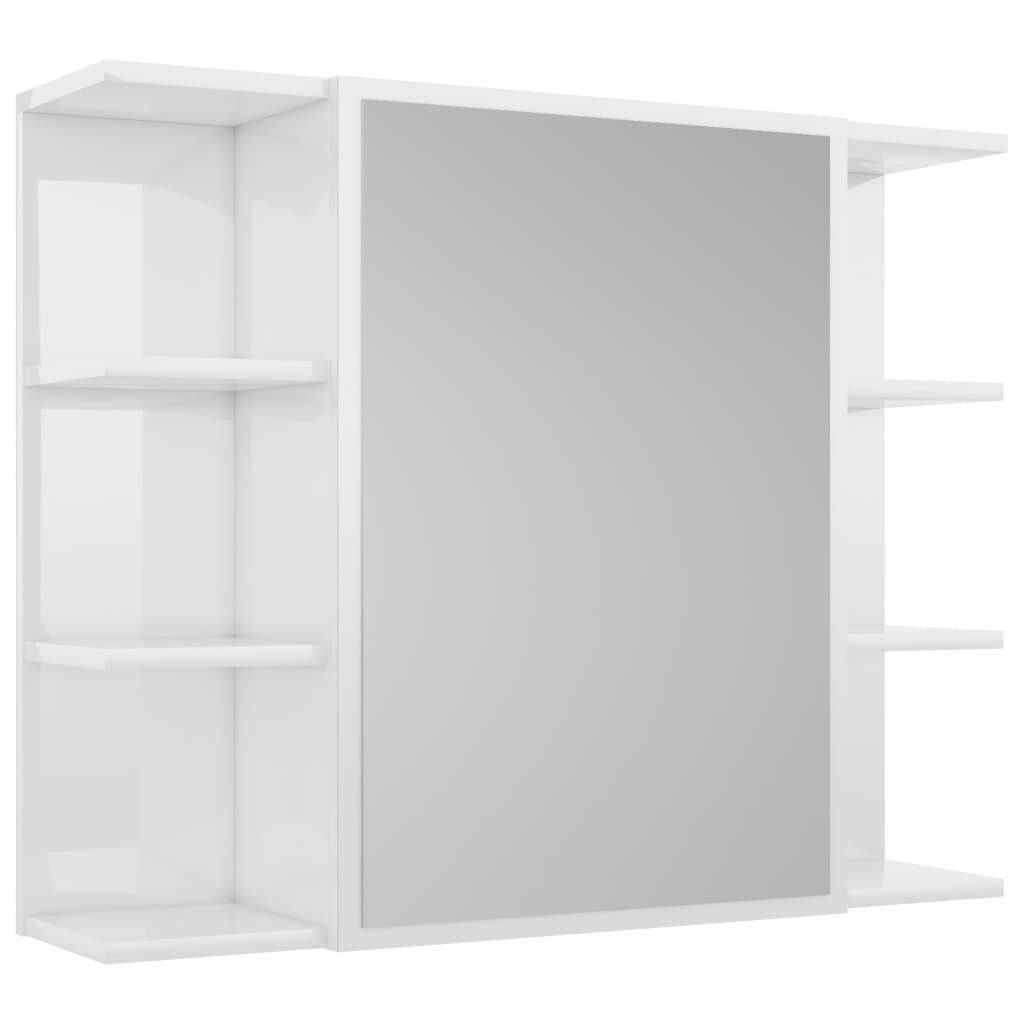 vidaXL Badezimmerspiegelschrank Bad-Spiegelschrank Hochglanz-Weiß 80x20,5x64 cm Holzwerkstoff (1-St)