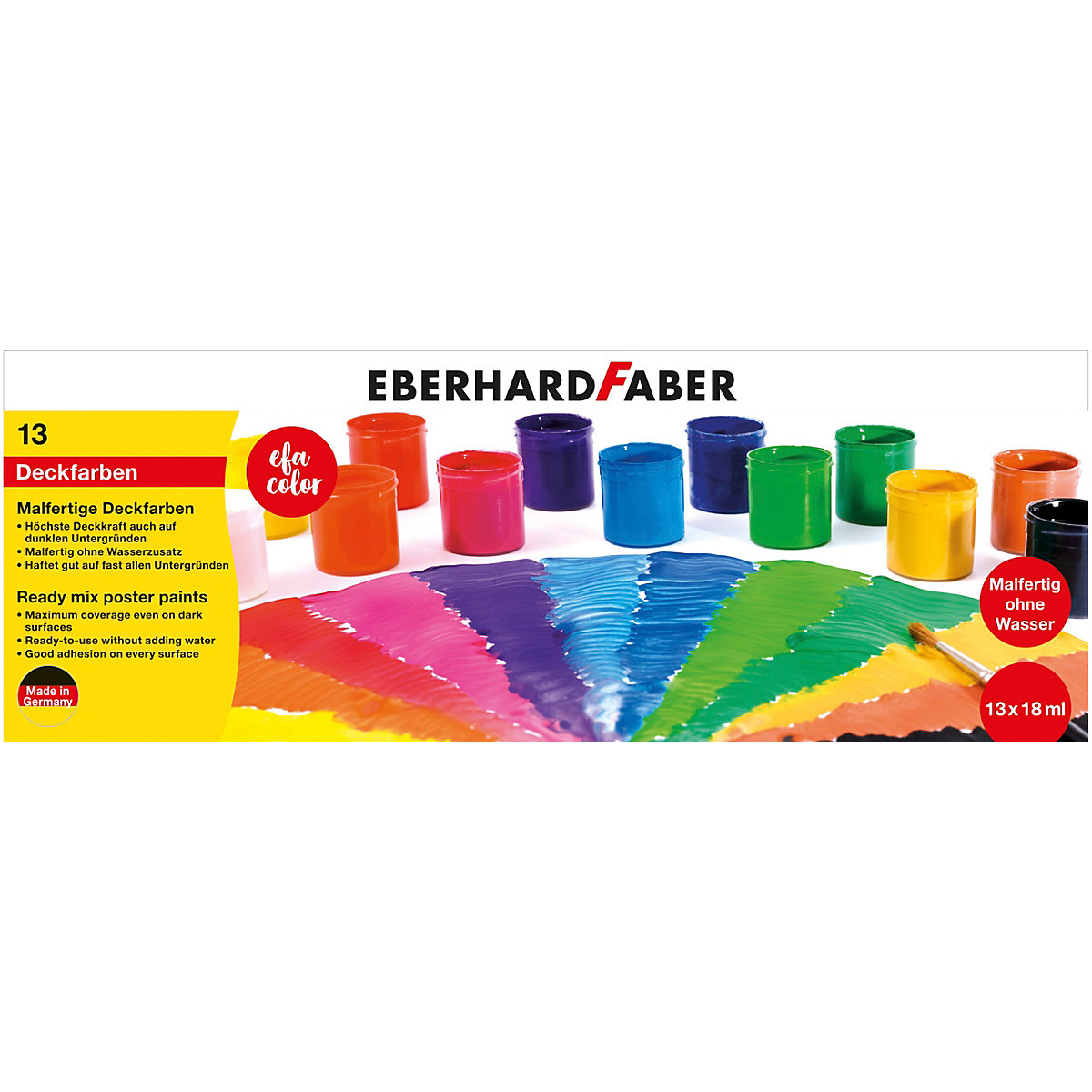 Deckfarben Tempera EFA Color, 13 Farben, malfertig