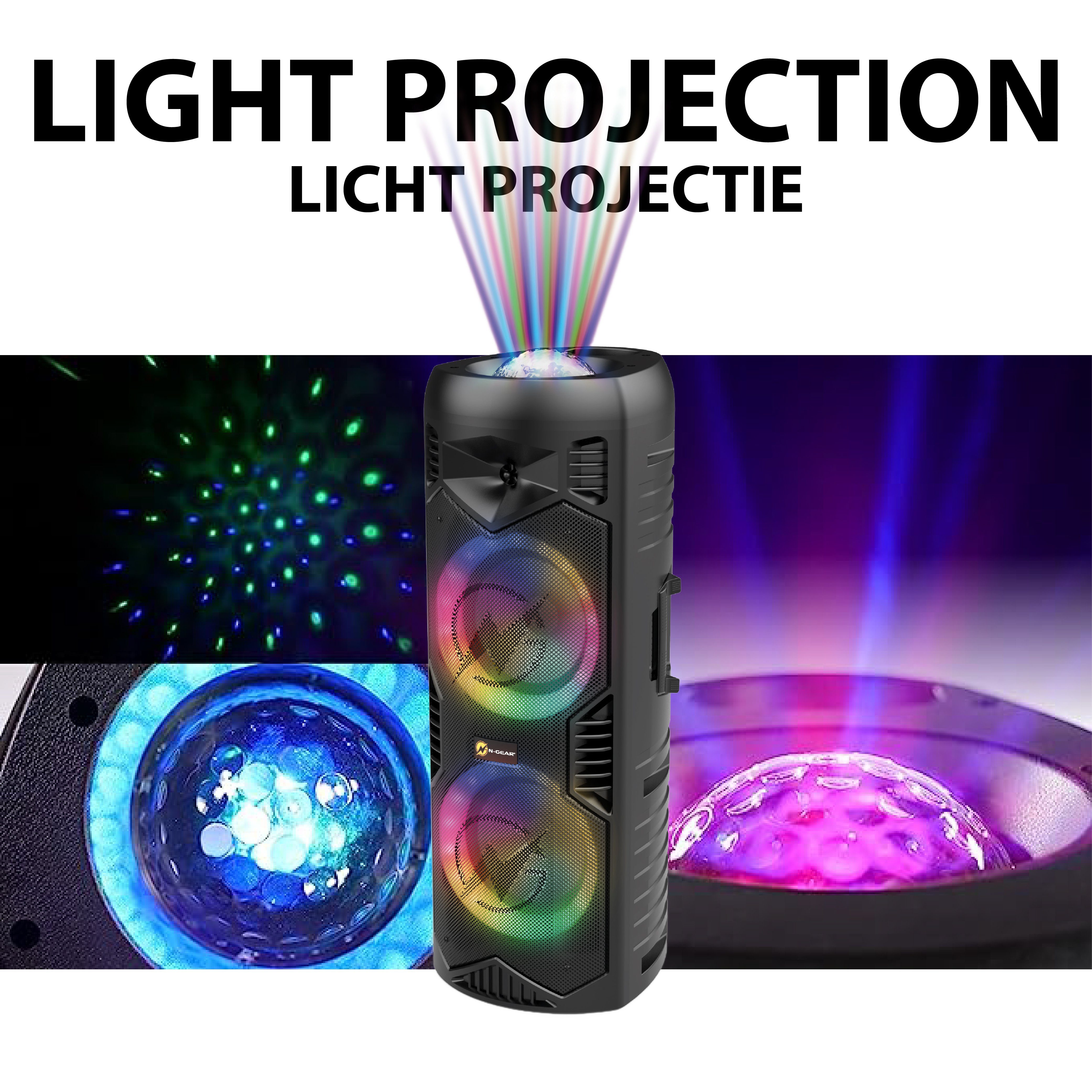 N-GEAR Let's Go Party 5150 Black Bluetooth-Lautsprecher (inklusive Fernbedienung, Drahtloses Mikrofon im Lieferumfang enthalten)