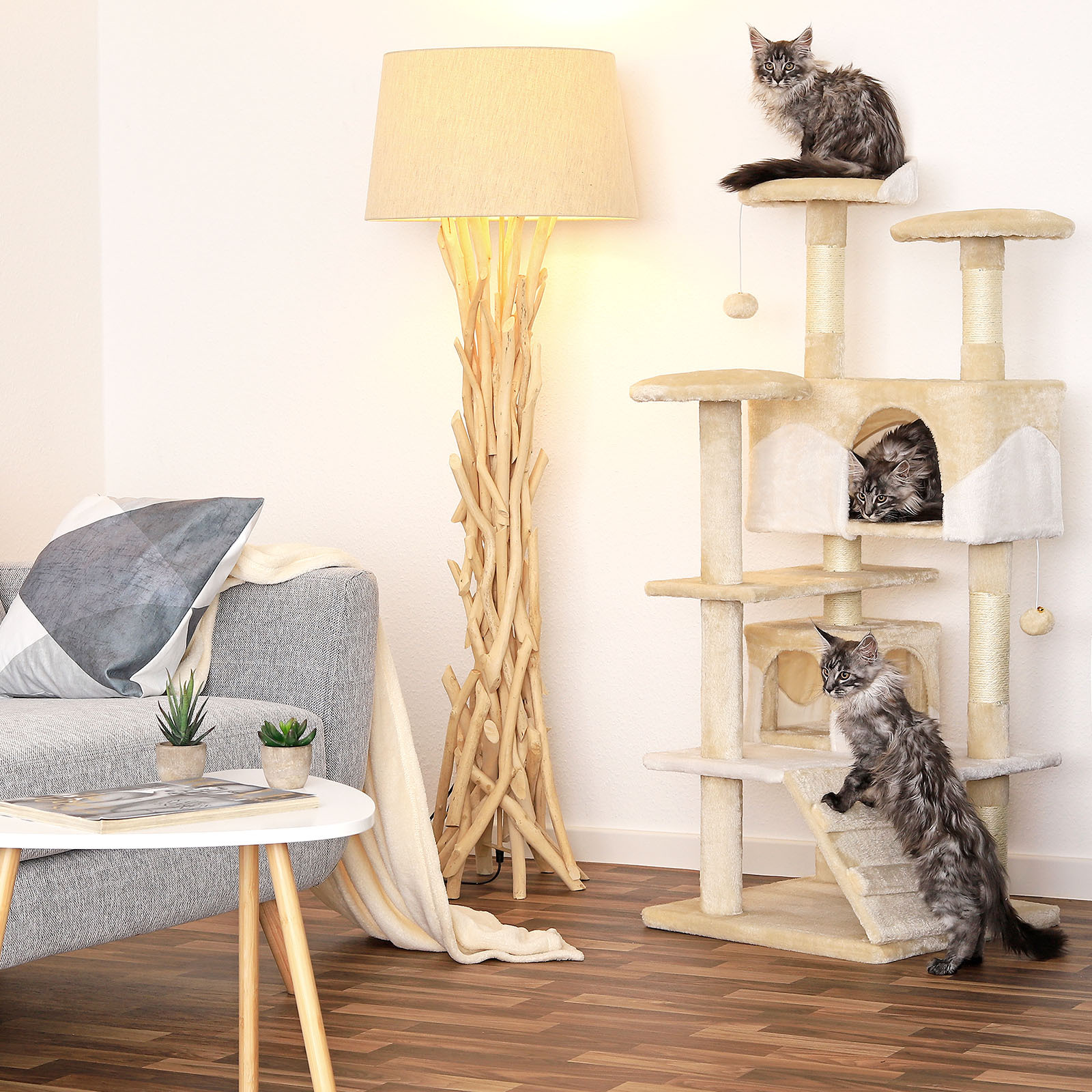 Lionto Kratzbäume Lionto Kratzbaum, Höhe 130 cm weiß/ beige