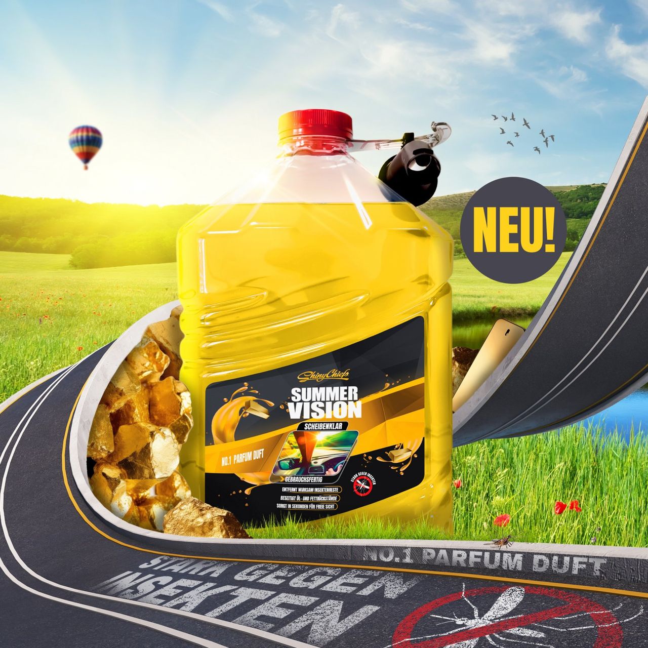 ShinyChiefs SinyChiefs Summer Vision - NO1 Scheibenklar 5 l - ohne zu Schlieren - mit herrlichem Parfumduft