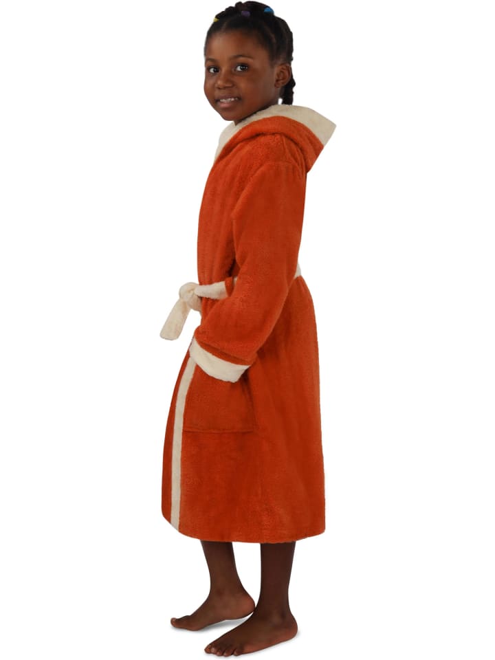 normani Kinder Bademantel aus Bio-Baumwolle Elounda in Orange günstig kaufen