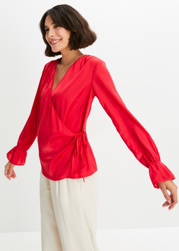 Satin-Wickelbluse