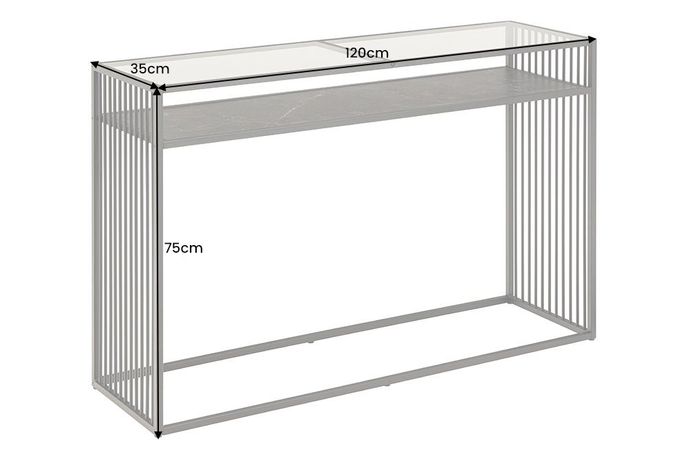 riess-ambiente Konsolentisch ARCHITECTURE 120cm schwarz (Einzelartikel, 1-St), Wohnzimmer · Glas · Metall · Marmor-Optik · Flur · Industrial Design