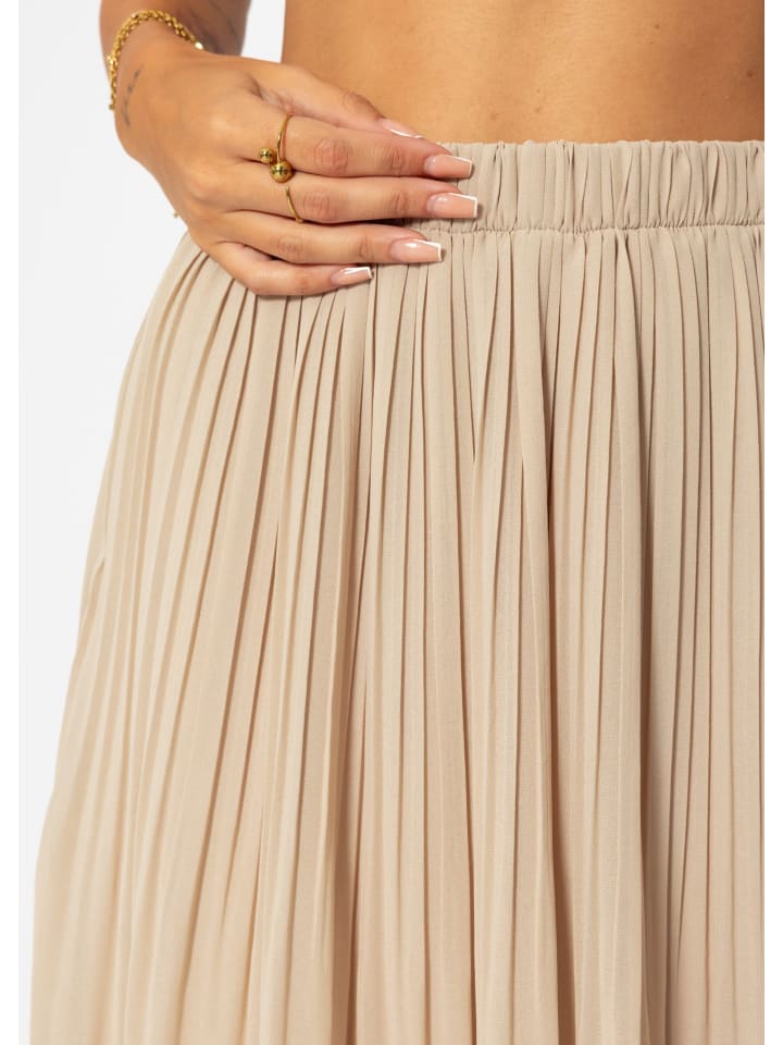 SASSYCLASSY Plissée-Rock mit Futter in Beige günstig kaufen L