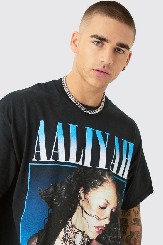 Kastiges Oversize T-Shirt mit lizenziertem Aaliyah-Print