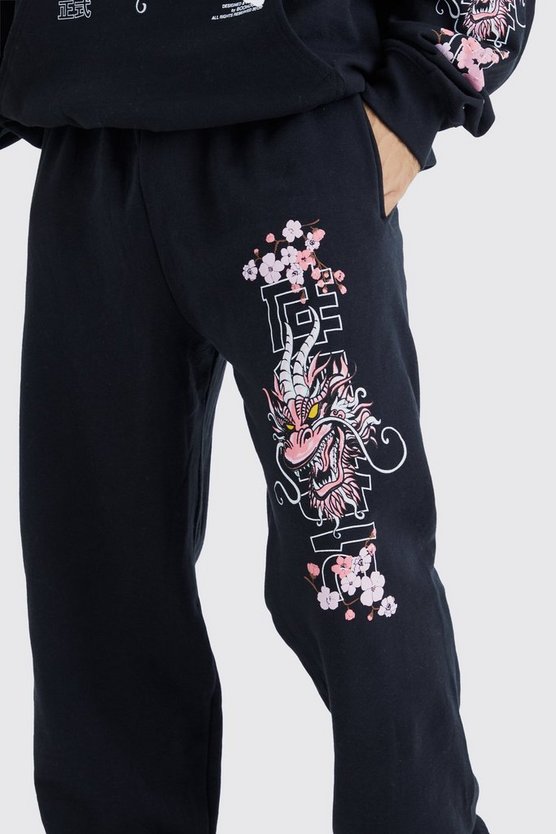 Oversize Jogginghose mit Blossom Dragon Print