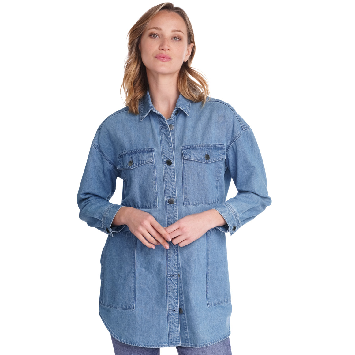Damen Jeanshemd in Denim-Optik