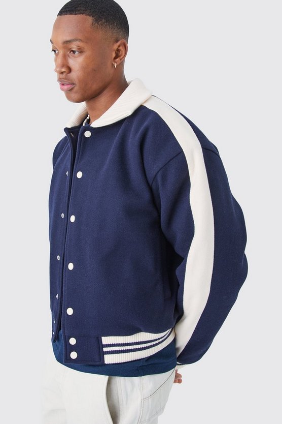 Kastige Melton Harrington-Jacke mit Kragen
