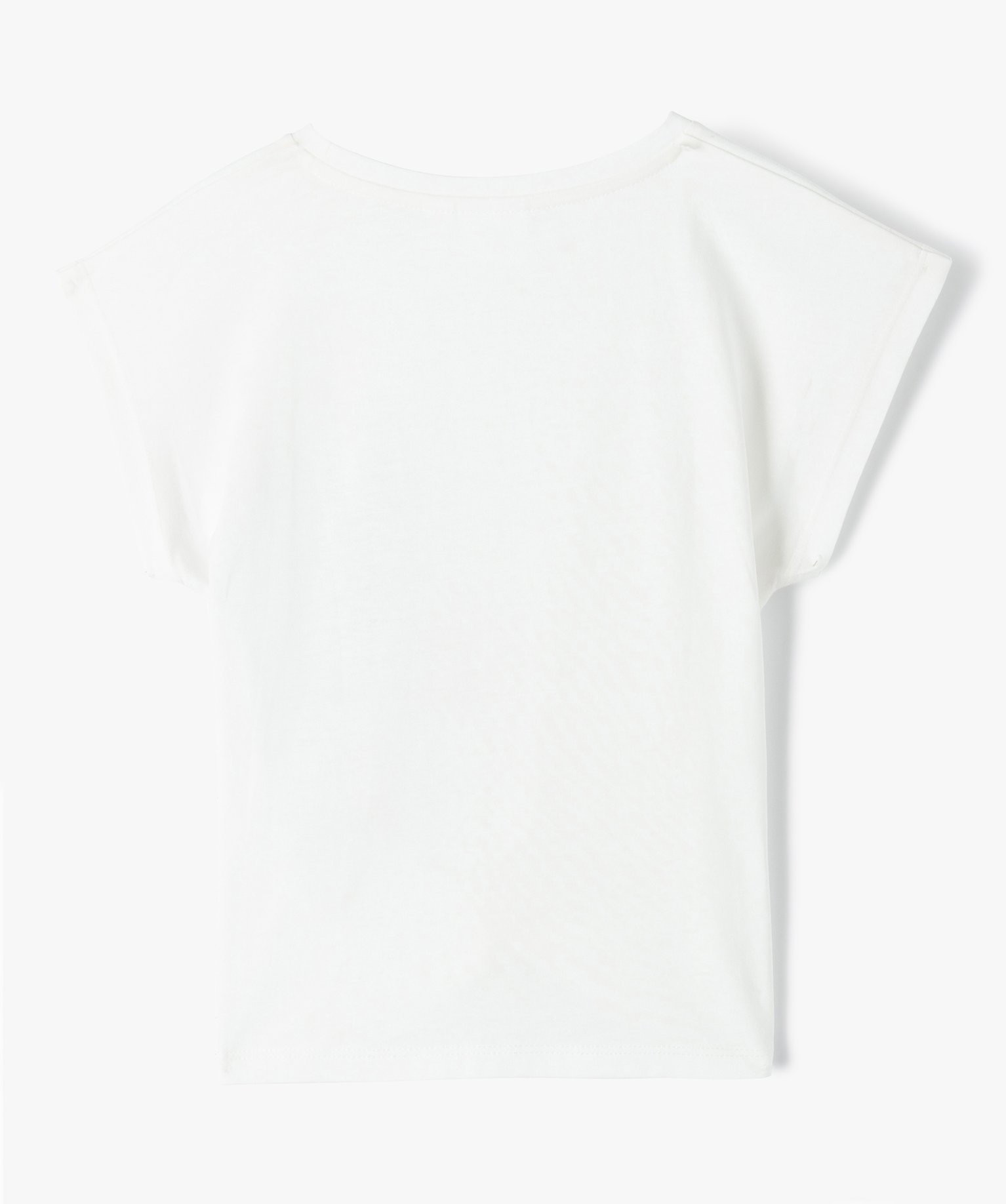 Tee-shirt fille loose noué imprimé Stitch - DS ecru | GEMO