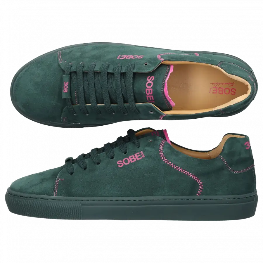 305 SOBE - Sneaker low + Snapback Cap 305 SOBE FAMILIA Veloursleder - grün