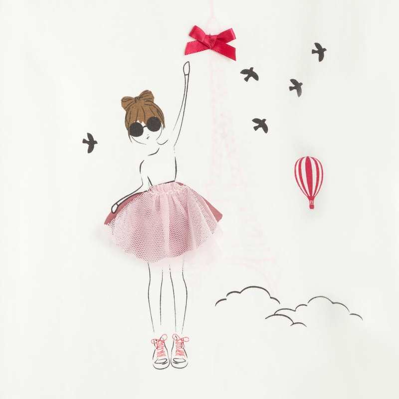 T-shirt blanc à dessin crayonné Lili Gaufrette