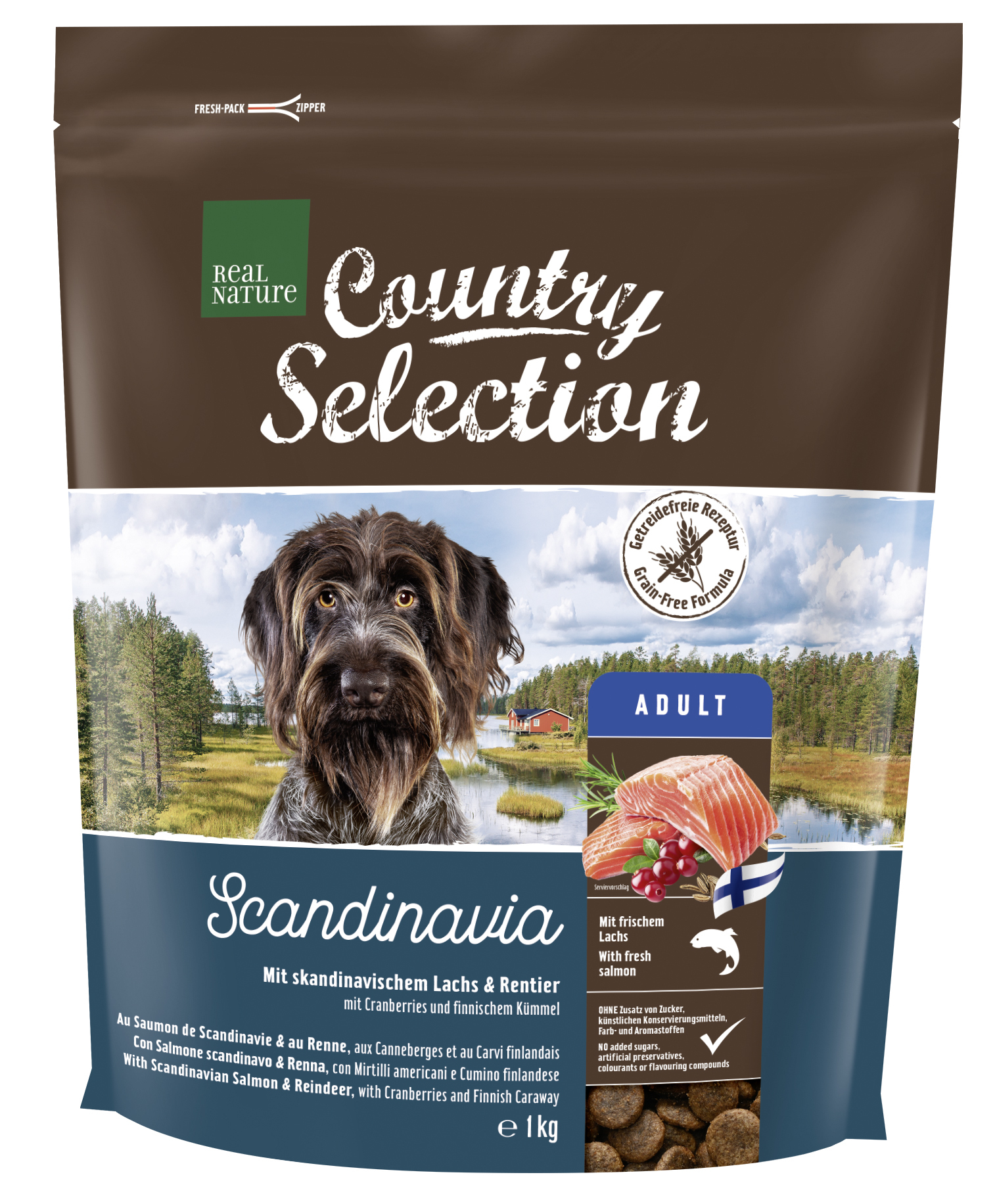 REAL NATURE Hundetrockenfutter REAL NATURE Country Scandinavia Lachs & Rentier 1 kg