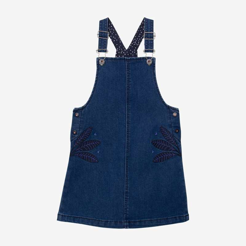 Robe-salopette fille jean brodé bleue Catimini