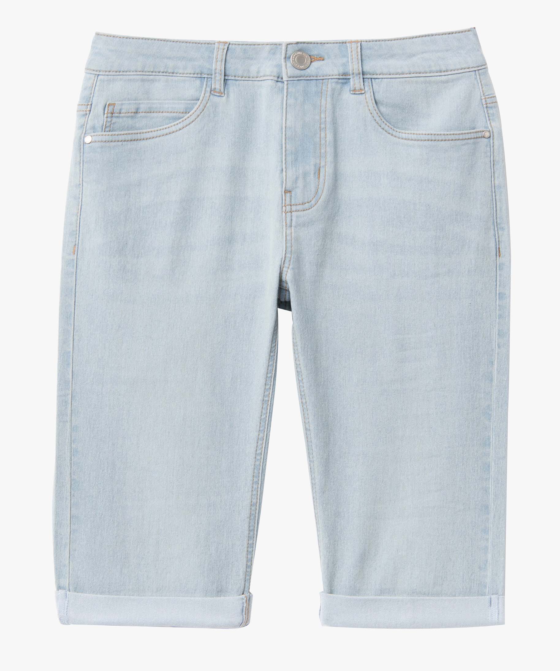 Bermuda femme en jean avec revers bleach | GEMO