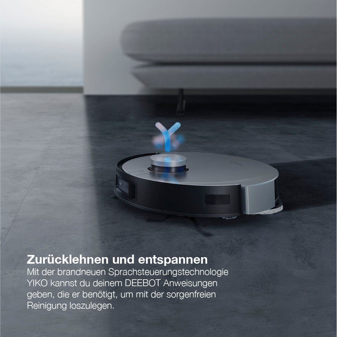 ECOVACS Nass-Trocken-Saugroboter DEEBOT X1 PLUS, 1000 W, 5000PA, DToF-Laser, AIVI 3.0, Absaugstation, YIKO, Schwarz/Silber