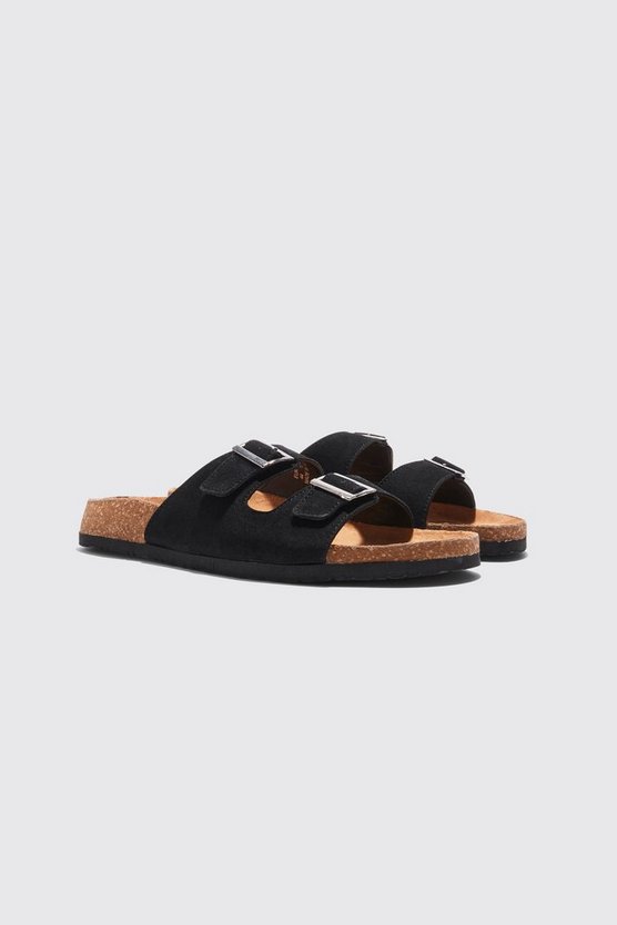 Sandalen aus Wildlederimitat mit Schnalle