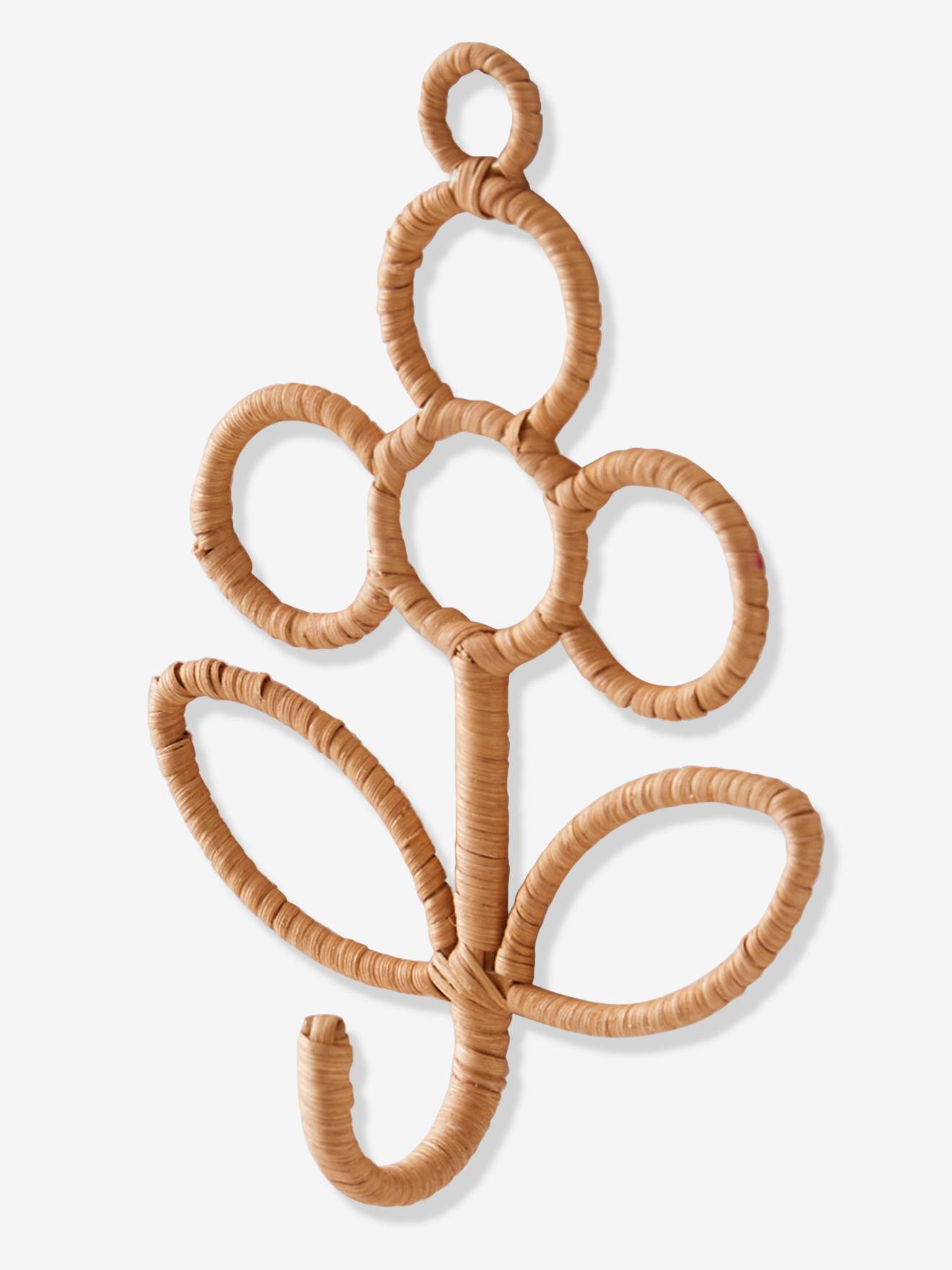 Patère en rotin fleur beige