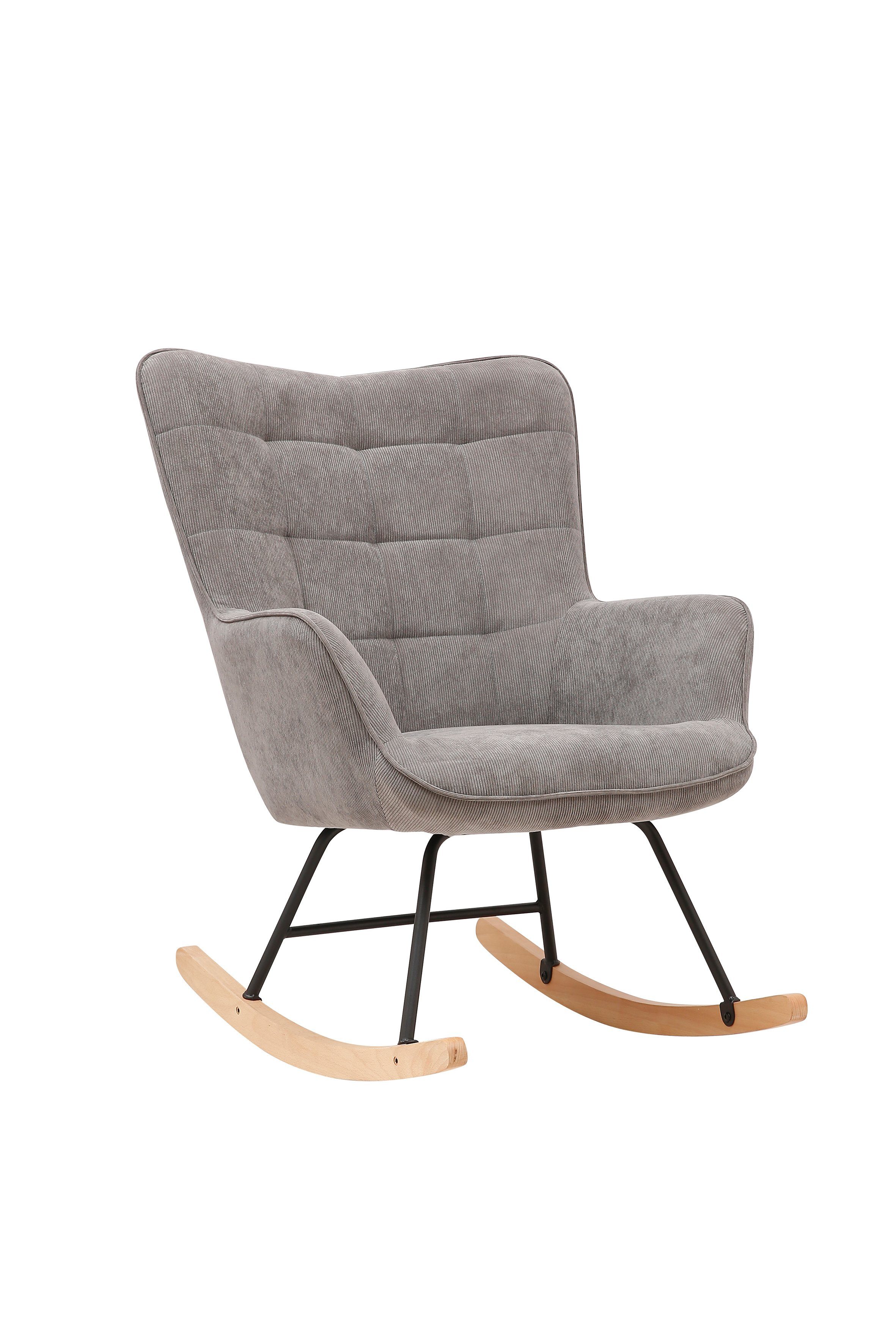Homexperts Schaukelstuhl ROCKY *, Webstoff Cord Grau, B72xT92xH92cm