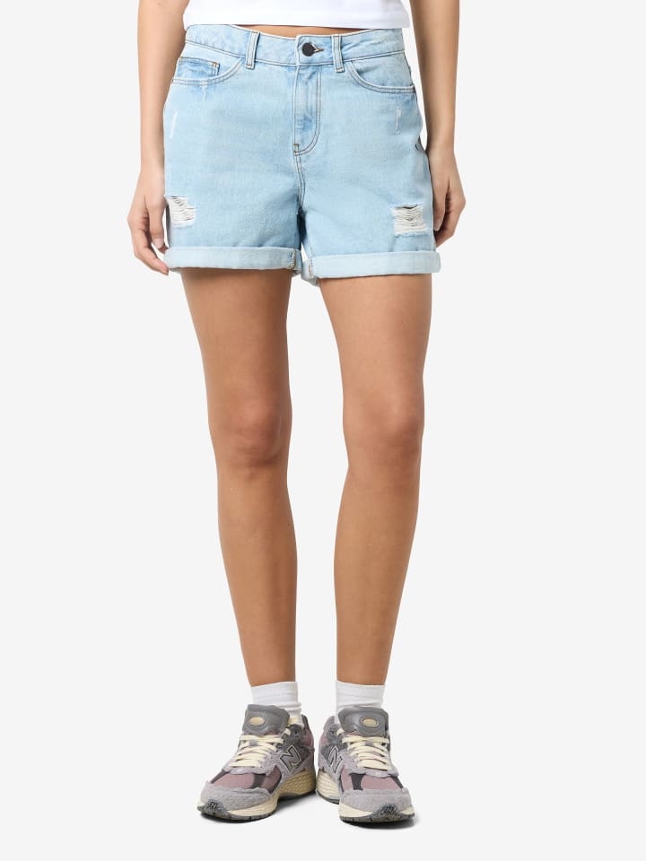 Noisy may Jeansshorts mit ausgefranstem Saum und fünf Taschen in Hellblau günstig kaufen S