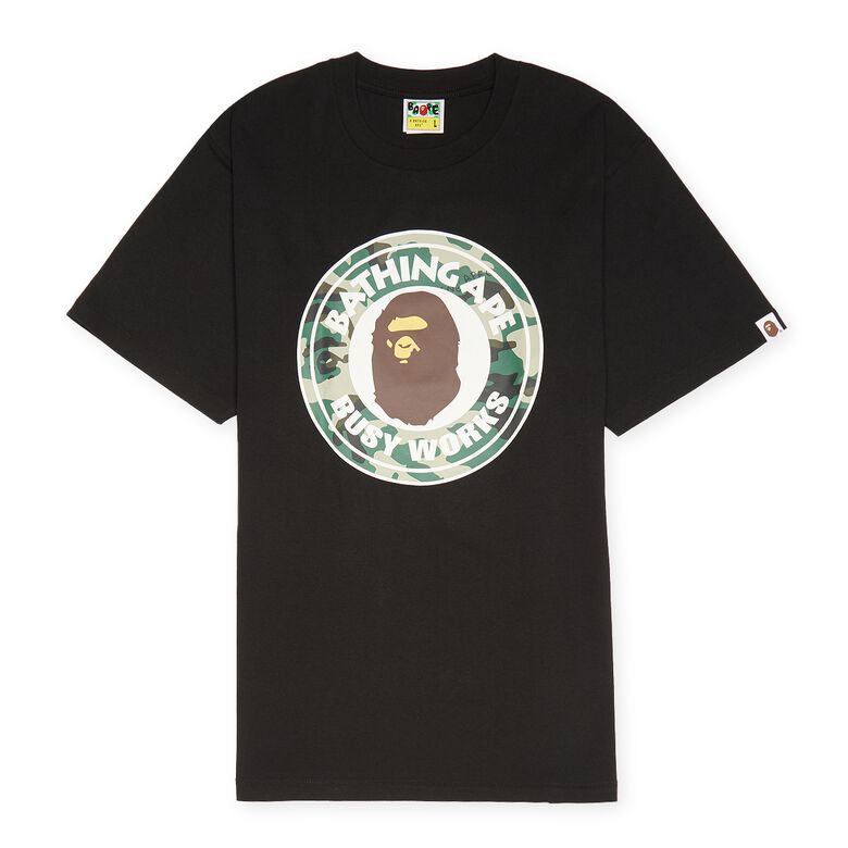A Bathing Ape Woodland Camo Busy Works Tee M Black