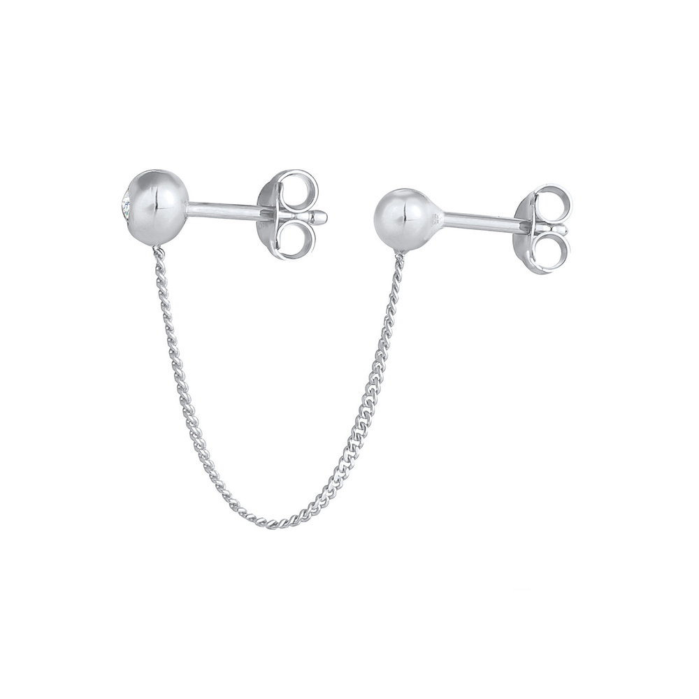 Elli Elli Boucles d'Oreilles Femmes Double Stud Earrings Ball Trend Blogger with Zirco Boucles d'oreilles