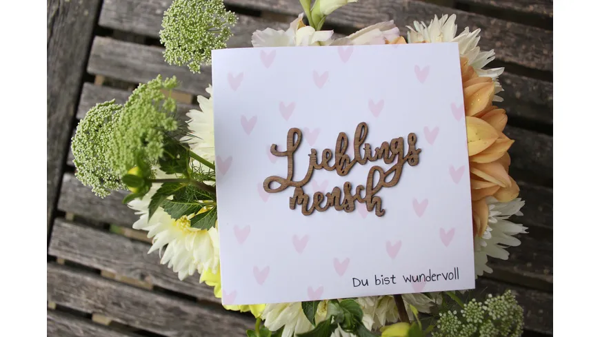 Grußkarte Druck mit Holzschriftzug Lieblingsmensch