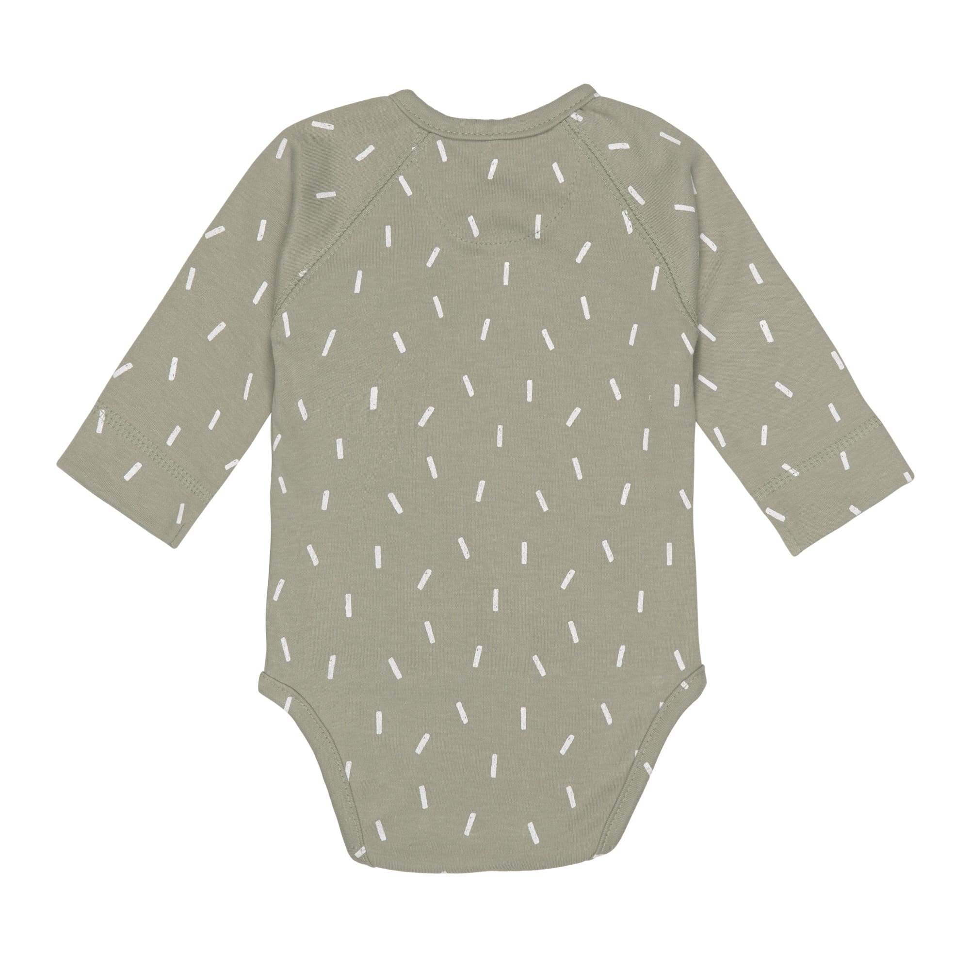 Baby Wickelbody langarm - Bio Baumwolle, Striche, Oliv