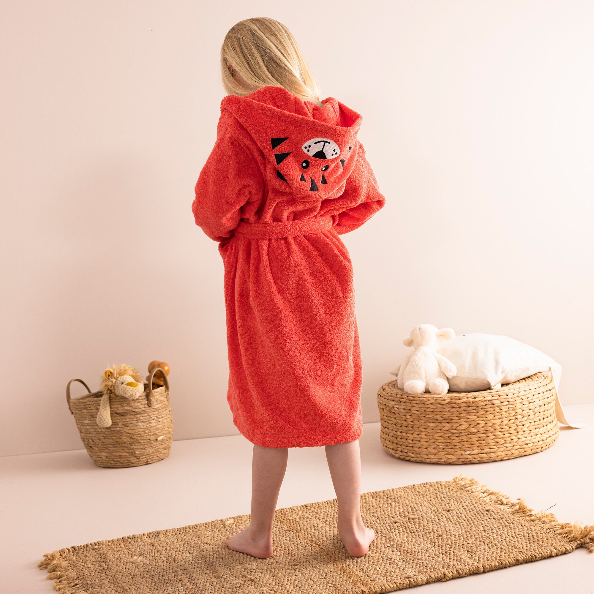 Peignoir de bain enfant personnalisable tigre à capuche