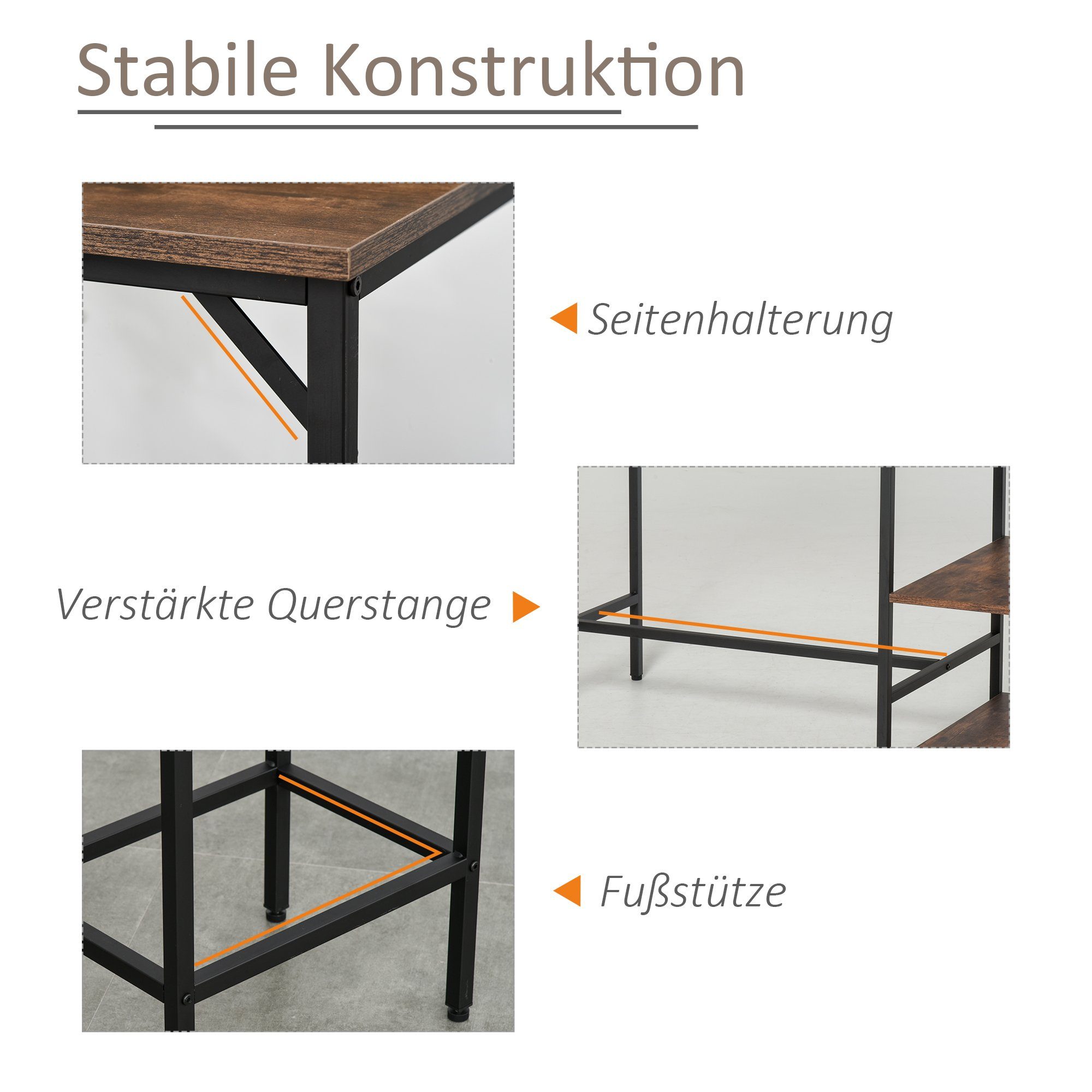 HOMCOM Bargruppe Bartisch-Set mit 2 Barhockern