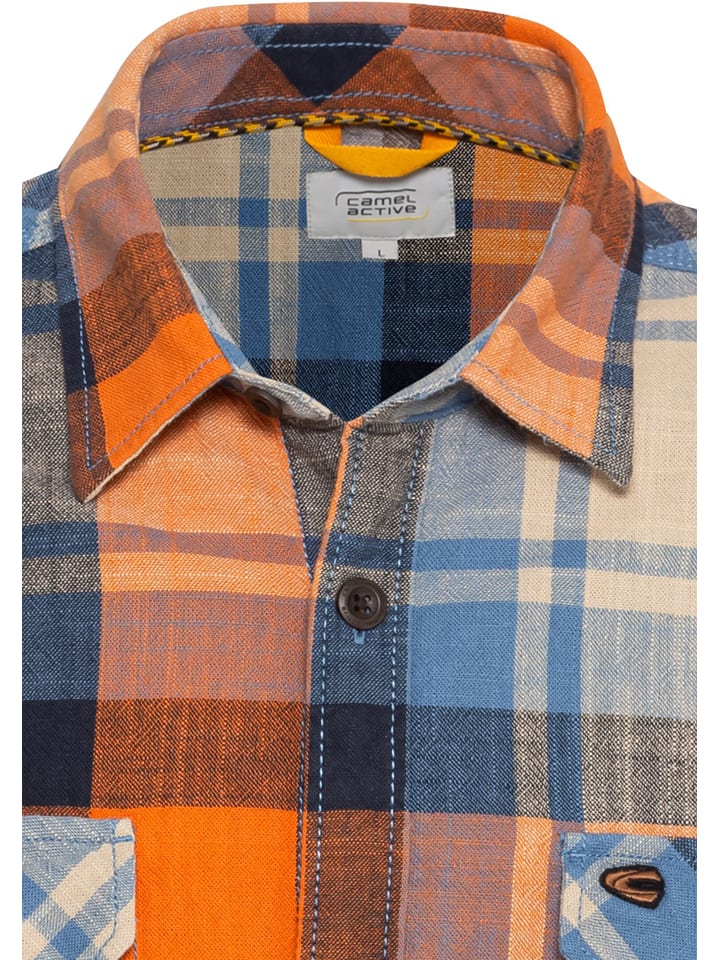 Camel Active Hemd - Regular fit - in Orange/ Blau günstig kaufen