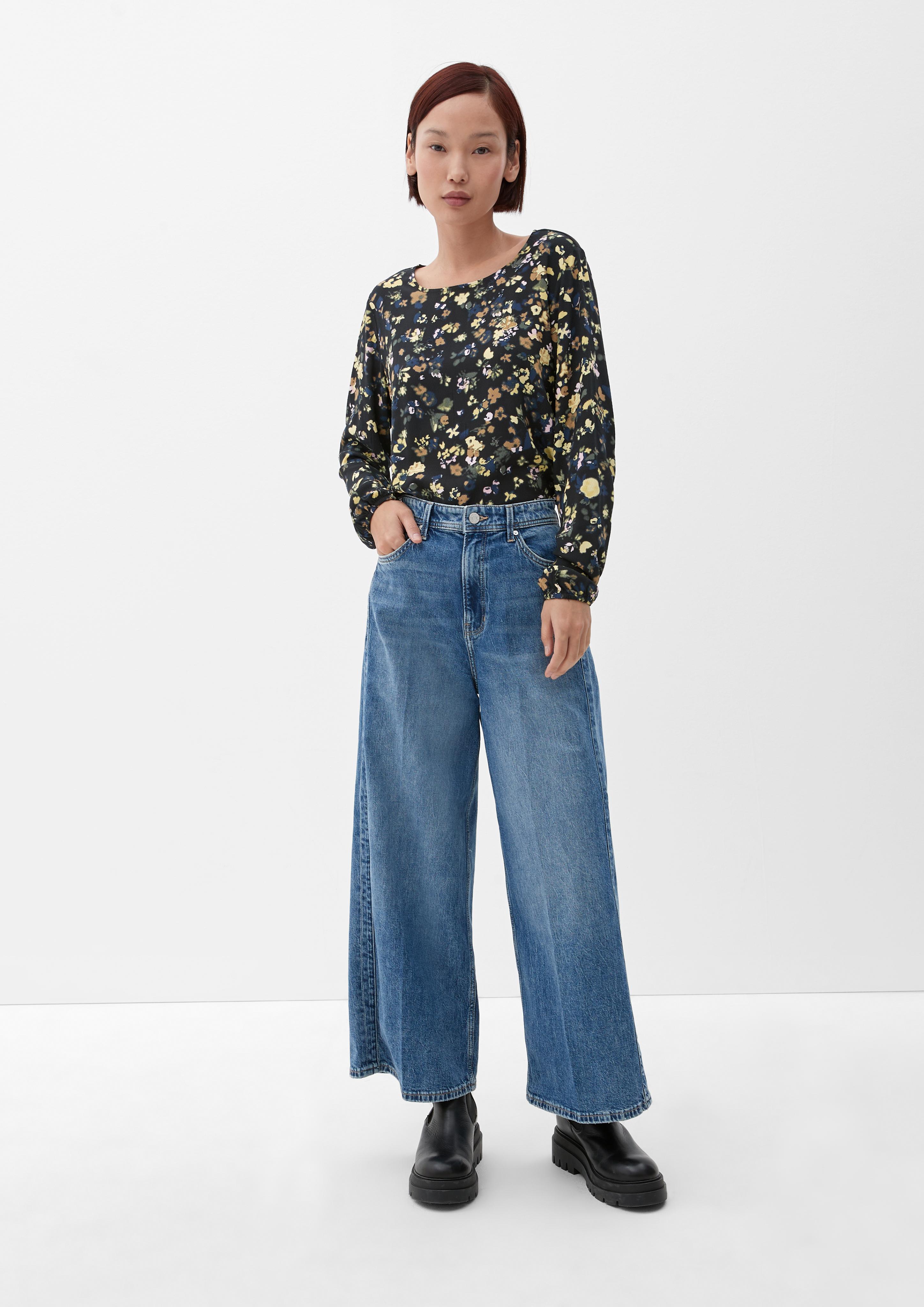Blusenshirt im Materialmix mit Print  2122526-99A0