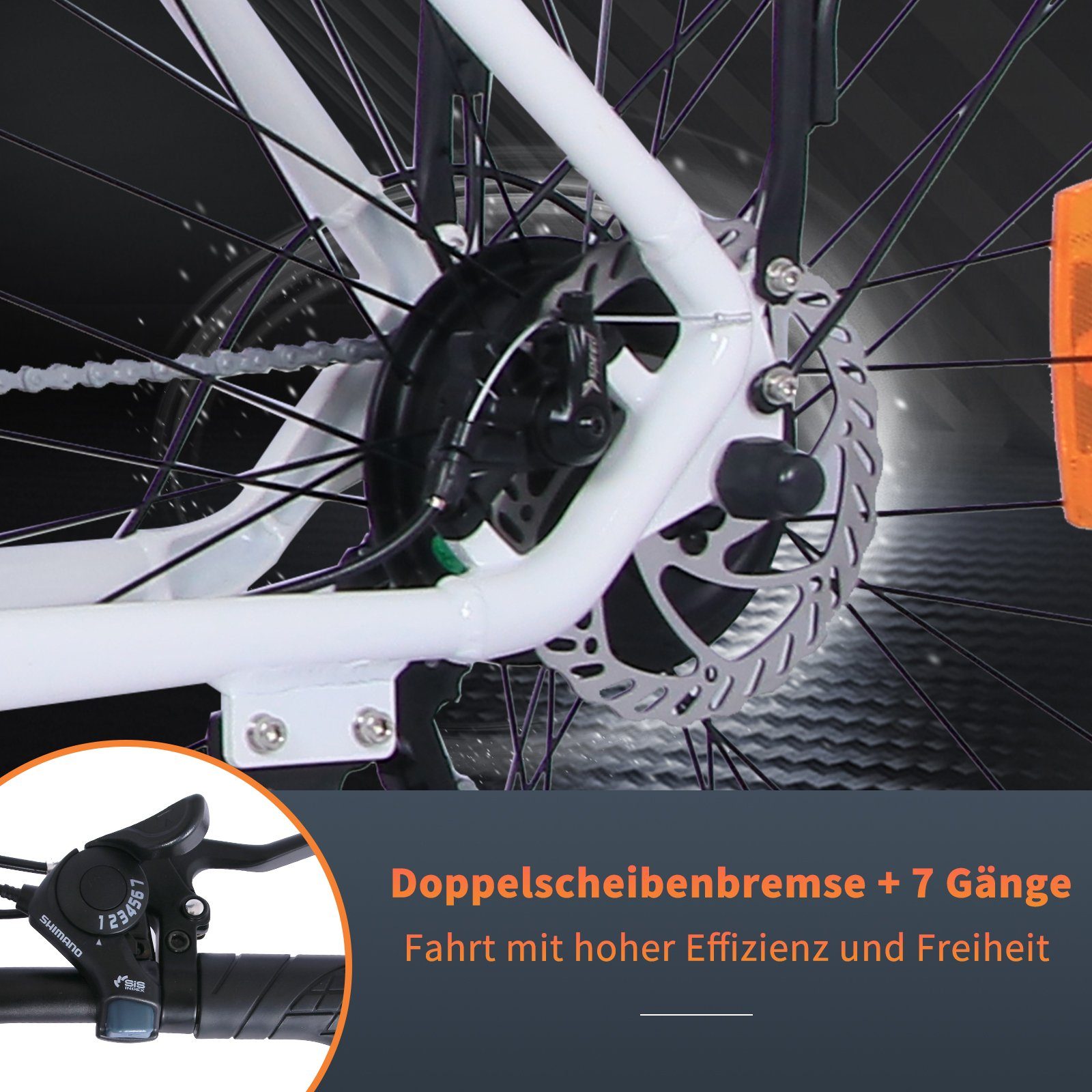 COLORWAY E-Bike 27,5 Zoll Elektrofahrrad 36V15Ah 7 Gang Heckmotor MTB 25km/h, 7 Gang Shimano, Kettenschaltung, Heckmotor, Elektrofahrrad für Damen und Herren 170 - 190 cm, innerhalb der StVZO