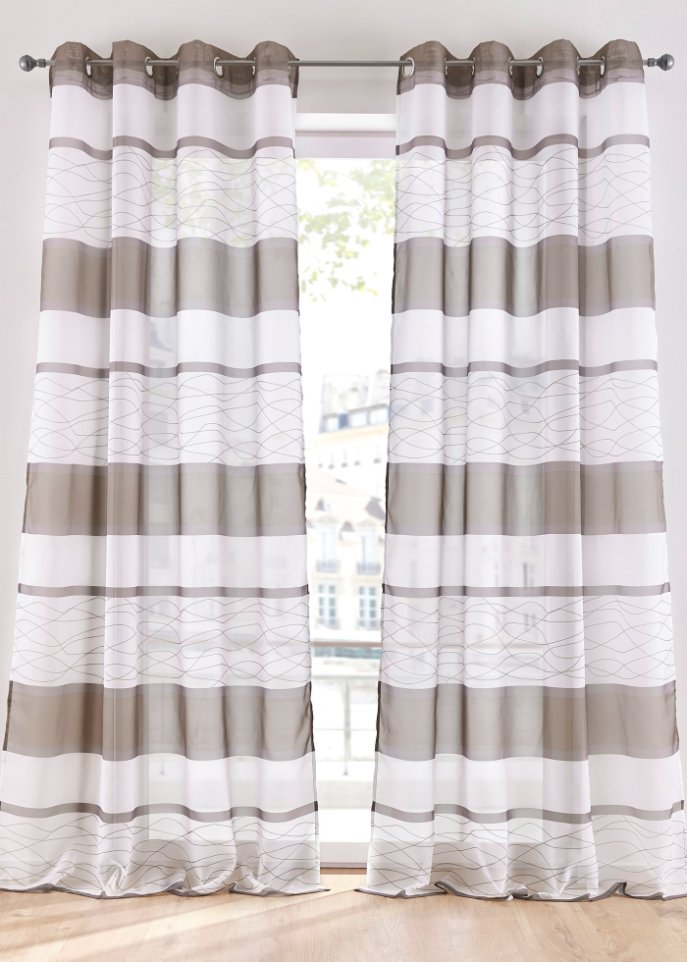Transparente Gardine mit Querstreifen Druck (1er Pack)