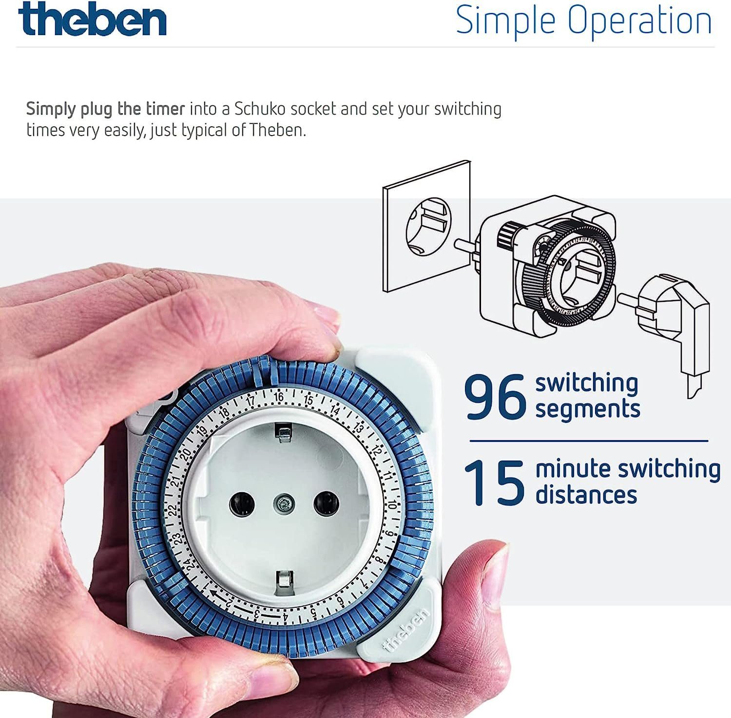 theben Zeitschaltuhr timer 26, analog, Steckdose, Timer, Netzsynchron, ohne Gangreserve
