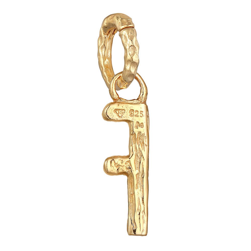 Elli Elli Pendentif Femmes Lettre F Look Organique en argent sterling 925 plaqué or Pendentif