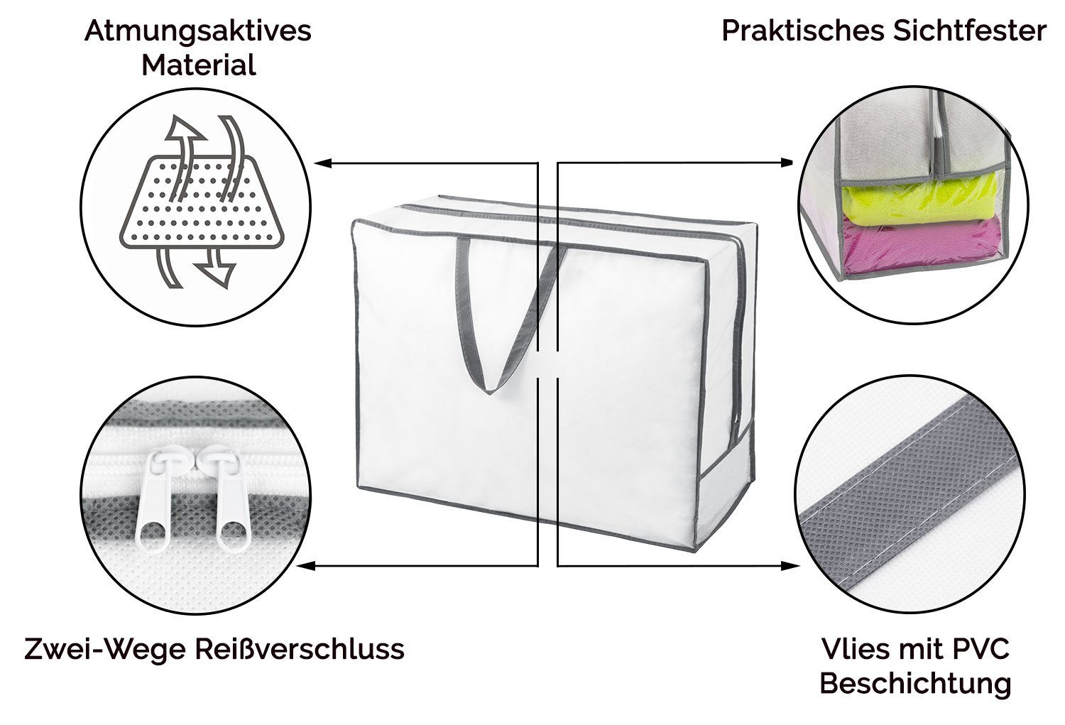 ZOLLNER Aufbewahrungstasche (Spar-Set, 2-tlg), 100% Vlies, atmungskativ, 2-Wege-Reißverschluss