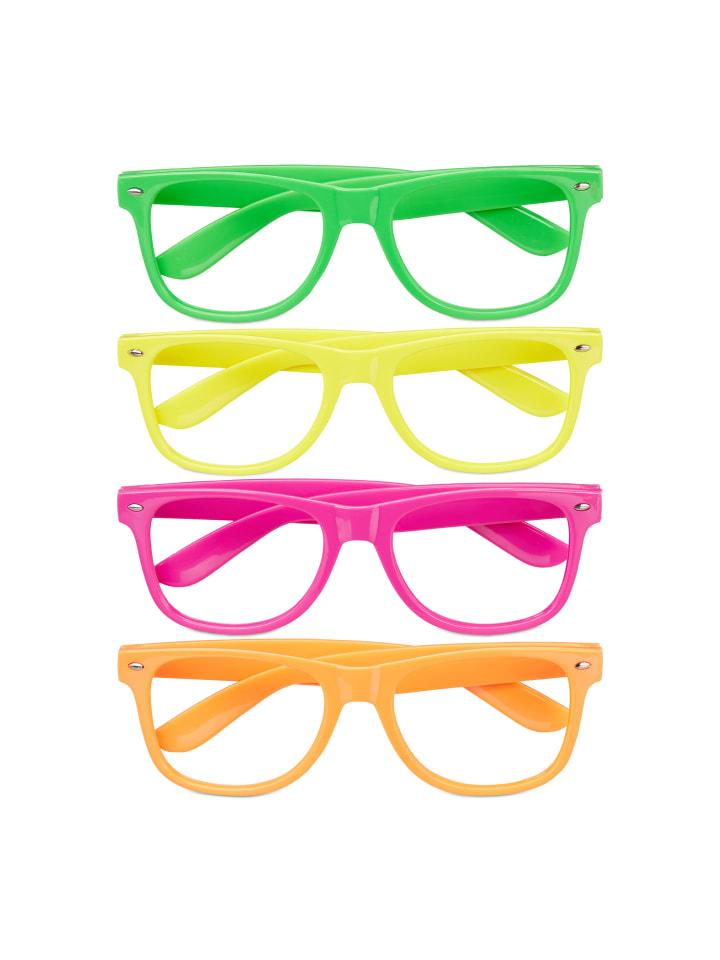 relaxdays 4er-Set:Partybrille in Bunt günstig kaufen onesize